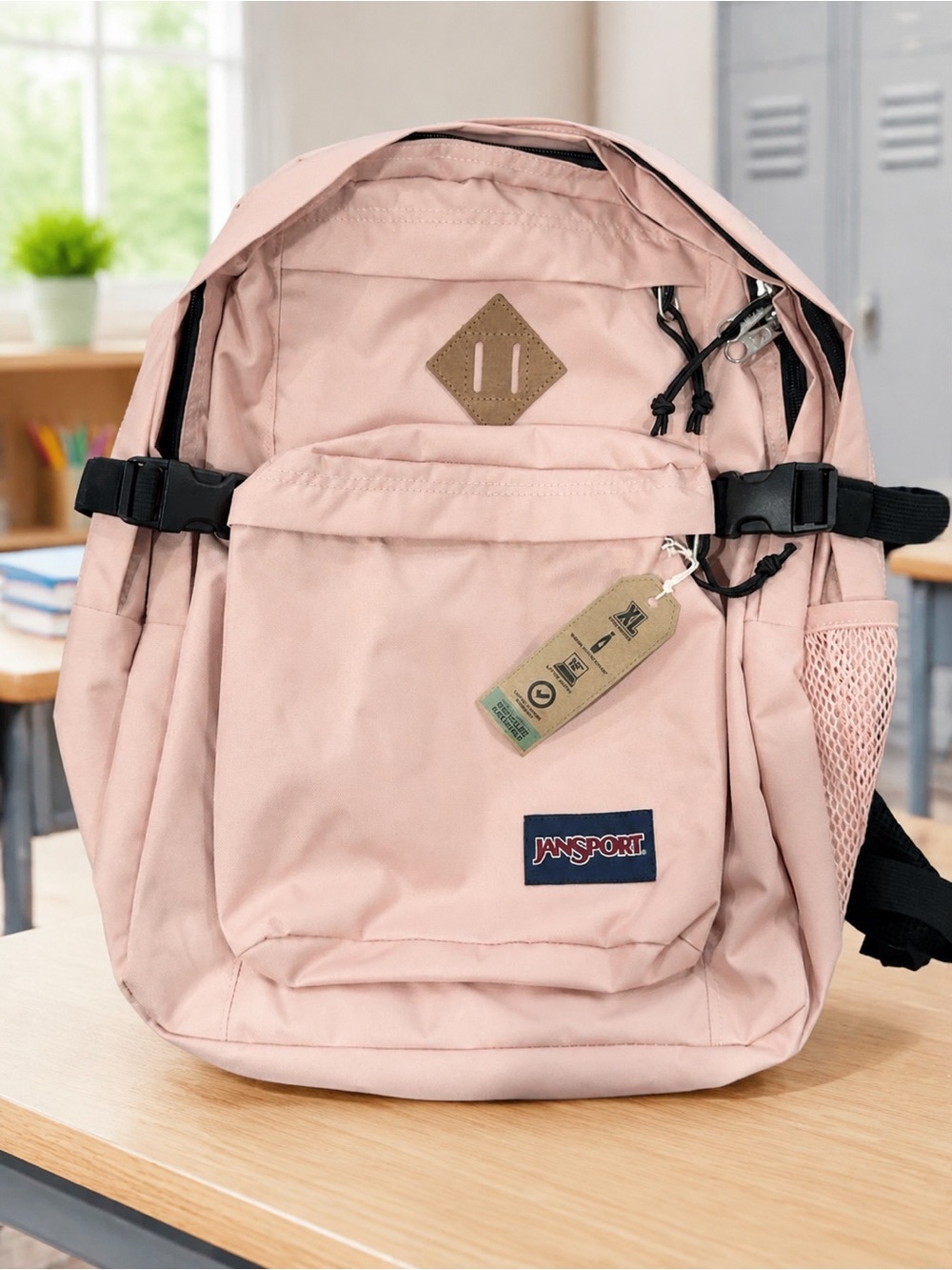 JanSport XL Dusty Pink Backpack 15” Laptop Sleeve NWT